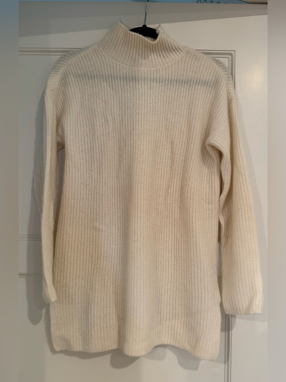 Saks Fifth Avenue Cream Ribbed Turtleneck Sweater